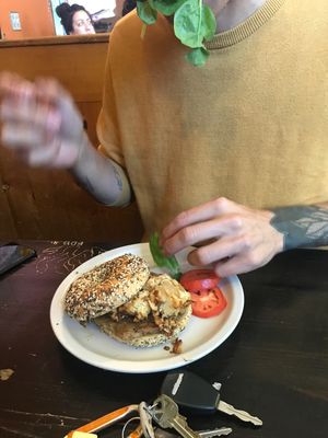 Vegan Bagel Sandwich at Seward Cafe in Minneapolis