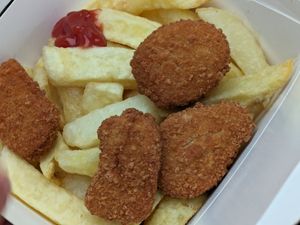 Vegan nugget supper at Siaway Fish & Chips in Isle Of Skye
