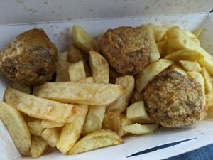 Vegan haggis supper at Siaway Fish & Chips in Isle Of Skye
