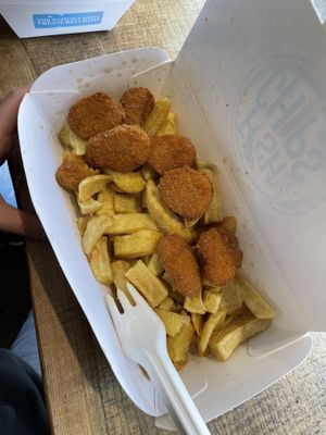 Chickenless nuggets and chips  at Siaway Fish & Chips in Isle Of Skye