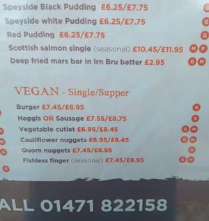 Menue at Siaway Fish & Chips in Isle Of Skye