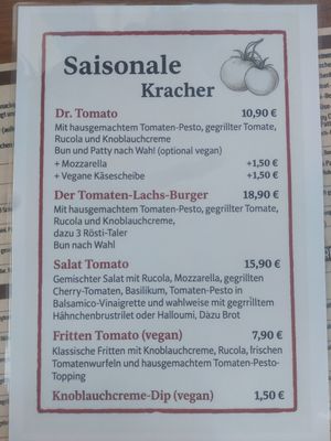 Seasonal menu at Cafe Gutenburger in Marburg