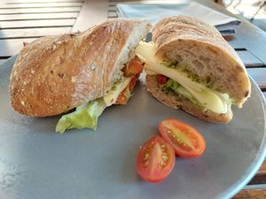 "Käse & Kräuter" sandwich (13 CHF) at Vanini in Vaduz