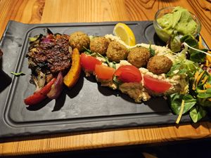 Plate of vegan starters at S'Wirtshaus in Saalbach