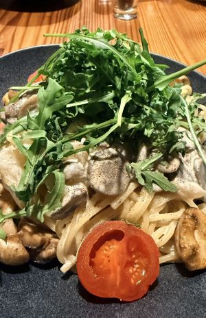 Spaghetti with creamy mushroom sauce  at S'Wirtshaus in Saalbach