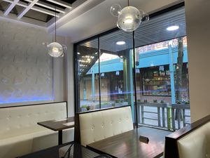 Seating and view  at Veggie House  in Chicago