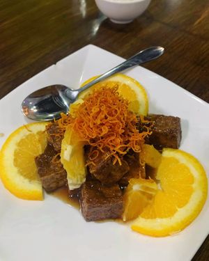 Orange tofu at Veggie House  in Chicago