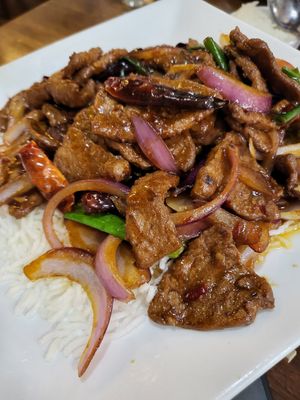 Mongolian soy beef at Veggie House  in Chicago