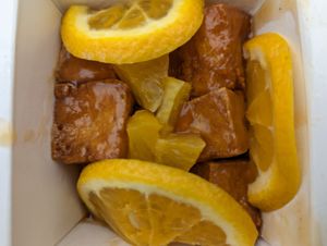 Orange tofu appetizer at Veggie House  in Chicago