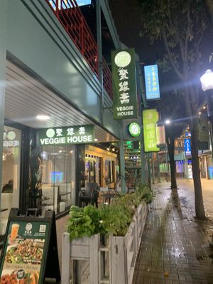 Outdoor signage   at Veggie House  in Chicago