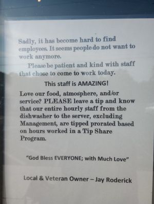 Incredible message on door at Your Pie in Penn Laird