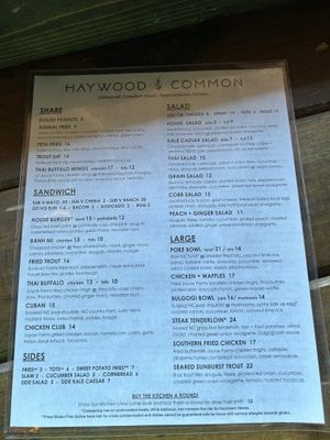 The Menu   at Haywood Common in Asheville