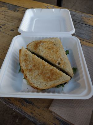 Portobello mushroom sandwich, with toasted sourdough bread. at Haywood Common in Asheville