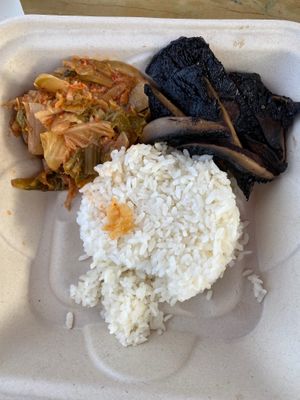 Portobello rice bowl with kimchi  at Haywood Common in Asheville