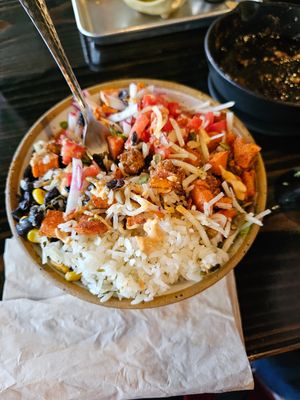 Centro Bowl with added Cauliflower and sweet potatoes at Centro Neighborhood Kitchen in Burien