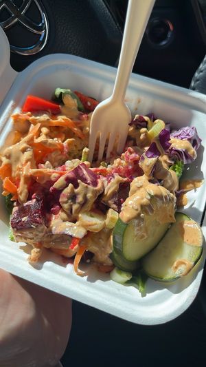 Beet poke bowl  at The Hearty Beet Cafe in St George