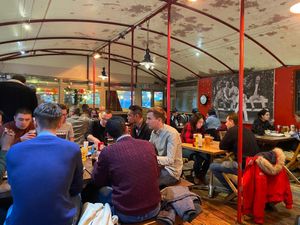 Cool interior at Three Brothers Burgers in Bristol