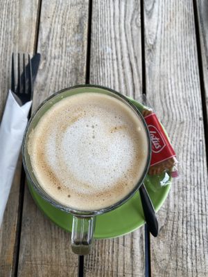 Oat milk caramel latte  at The Lime Lounge Coffee House in Bakewell