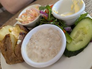 Vegan tuna mayo jacket potato at The Lime Lounge Coffee House in Bakewell