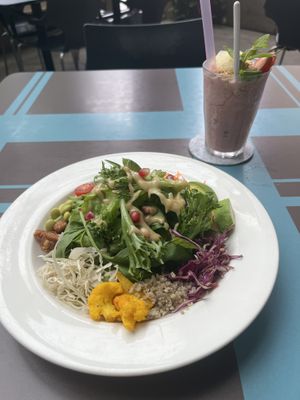 Superfood salad and pina colada smoothie   at Chinoz on the Park in Kuala Lumpur