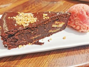 Postre de chocolate at Fresh Green in San Sebastian