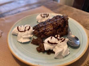 salted caramel chocolate cake - so delicious!!!  at Fresh Green in San Sebastian