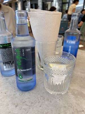 Sparking water   at Fresh Green in San Sebastian