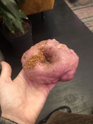 Raspberry donut at Round & Square in Helsinki