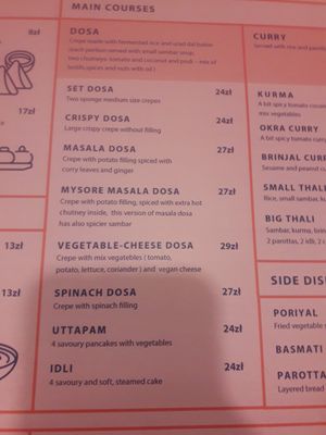 Mains at Rangji Masala Dosa in Krakow