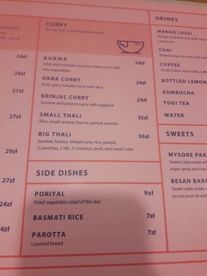 Curries and sides at Rangji Masala Dosa in Krakow