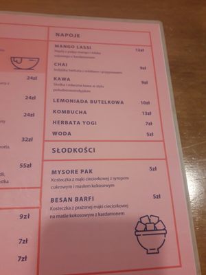 Polish drinks and desserts at Rangji Masala Dosa in Krakow