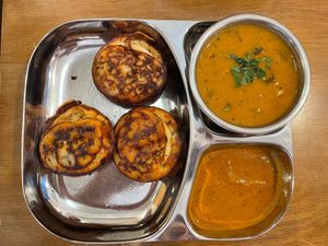 paniyaram / urad dhal / sambar  at Rangji Masala Dosa in Krakow