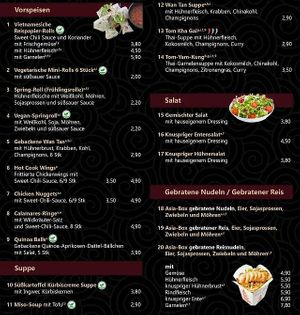 Speisekarte at HotCook in Oberhausen
