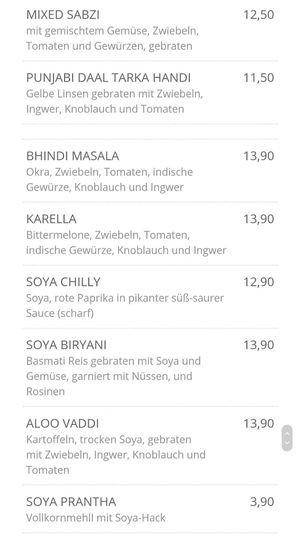 Speisekarte at Taste it India in Essen