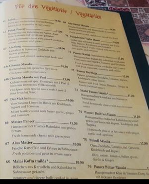 Speisekarte at Taste it India in Essen