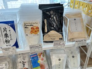 Various Japanese mixes. The labels indicate via check mark whether the item is vegan, lacto-veg, ovo-veg, macrobiotic, fermented, gluten free, with five pungent roots, organic.  at Veggie Labo in Hong Kong Island