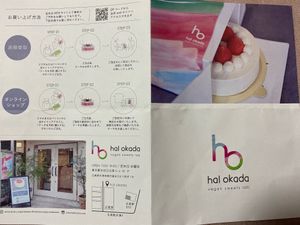 pamphlet front and back at hal okada - vegan sweets lab in Tokyo