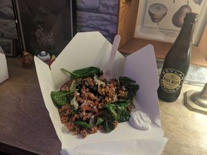 Jerk chick'n & Rice at Cosy Jazz Cafe in Blackpool