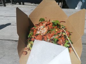 Jerk chick'n and rice (£8) at Cosy Jazz Cafe in Blackpool