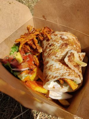 Baji burger and spiced fries at Elvins Street Food in Lytham