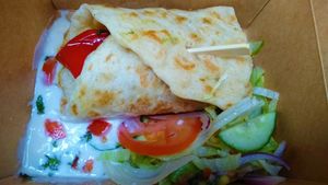 Vegan flatbread at Elvins Street Food in Lytham