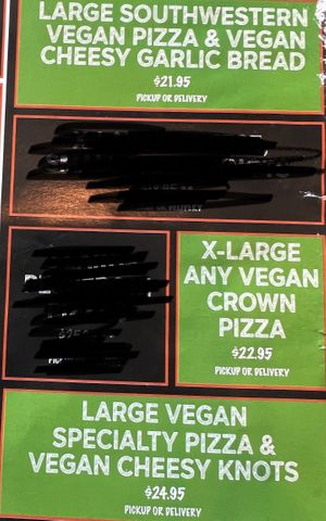 Vegan combo menu  at Mario's Pizza in Orlando