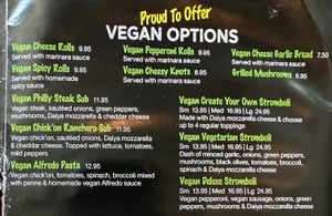 Vegan menu 2  at Mario's Pizza in Orlando