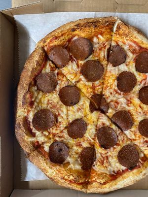 Vegan Pepperoni Pizza at Mario's Pizza in Orlando