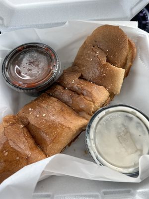 Bread and vegan Alfredo   at Mario's Pizza in Orlando