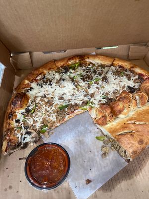 Vegan Pizza for me The Girlfriend   at Mario's Pizza in Orlando