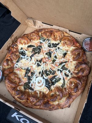 crown jewel pizza!  at Mario's Pizza in Orlando