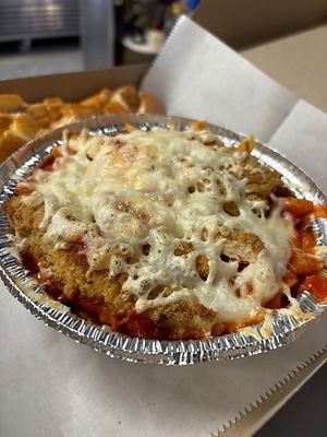 Vegan Chickon Parm Pasta  at Mario's Pizza in Orlando