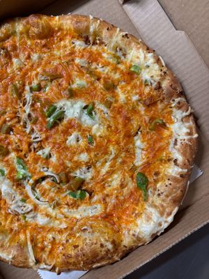 Vegan Buffalo Chickon Pizza at Mario's Pizza in Orlando