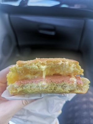 Cheese and ham brioche toastie with super melted cheese 😍 at The Green Kitchen in Newport